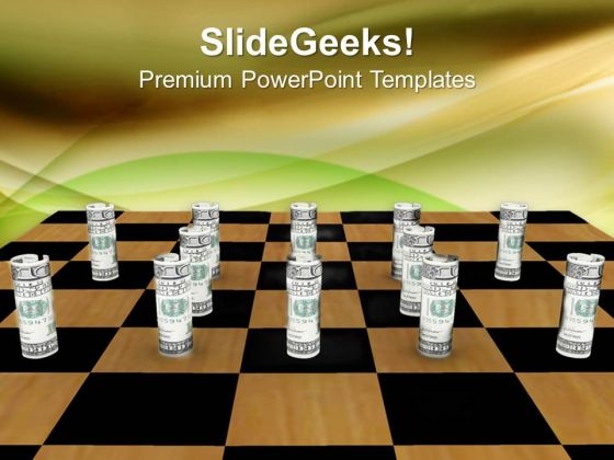 Dollar Money On Chess Baord Strategy PowerPoint Templates Ppt Backgrounds For Slides 0213