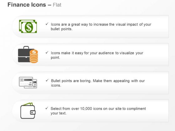 Dollar Notes Suitcase Debit Cards Wallet Ppt Slides Graphics