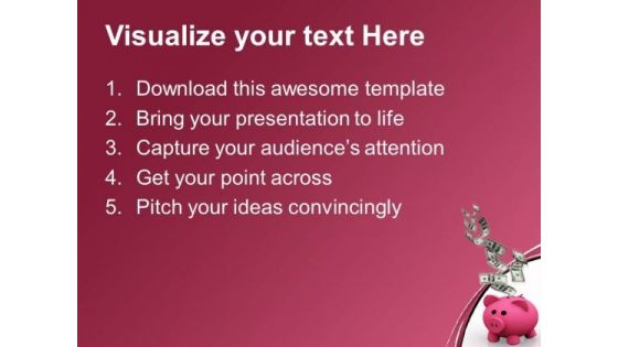 Dollars Falling In A Piggy Bank Finance PowerPoint Templates And PowerPoint Themes 1012