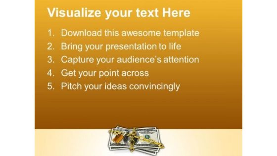 Dollars Locked With Padlock Security PowerPoint Templates And PowerPoint Themes 1012