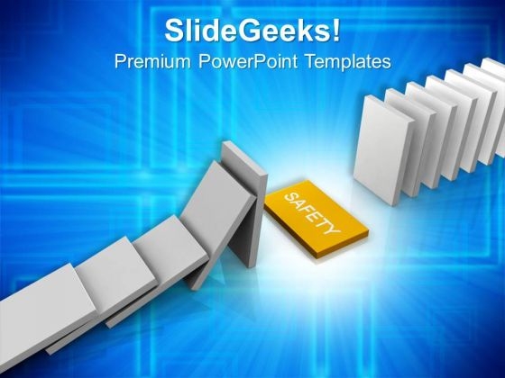 Dominoes With A Safety Design Leadership PowerPoint Templates And PowerPoint Themes 1012