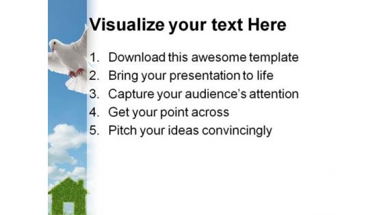 Dove And Green Grass House Nature PowerPoint Themes And PowerPoint Slides 0211