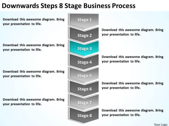 Downwards Steps 8 Stage Business Process Ppt Basic Plan Template PowerPoint Slides