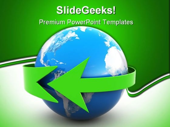 Earth With Green Arrow Business PowerPoint Themes And PowerPoint Slides 0211