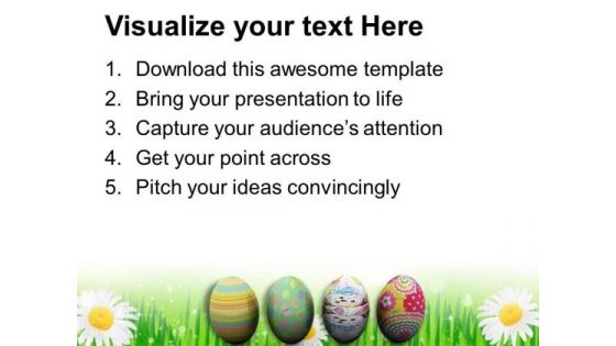 Easter Background With Easter Eggs In Grass PowerPoint Templates Ppt Backgrounds For Slides 0313