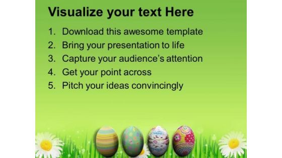 Easter Background With Easter Eggs In Grass PowerPoint Templates Ppt Backgrounds For Slides 0313