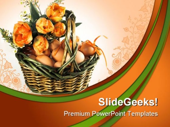 Easter Basket With Eggs Festival PowerPoint Templates And PowerPoint Backgrounds 0511