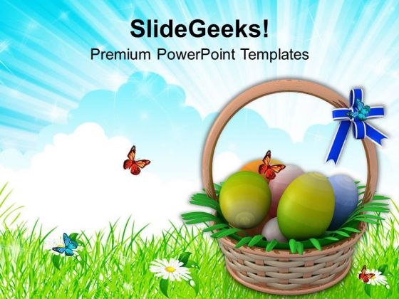 Easter Eggs Basket To Gift PowerPoint Templates Ppt Backgrounds For Slides 0313