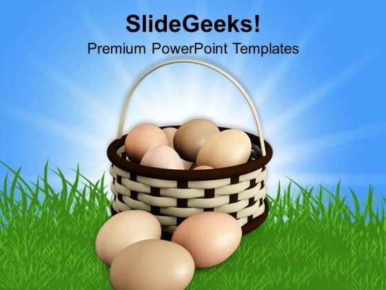Easter Eggs Basket With Bow PowerPoint Templates Ppt Backgrounds For Slides 0313
