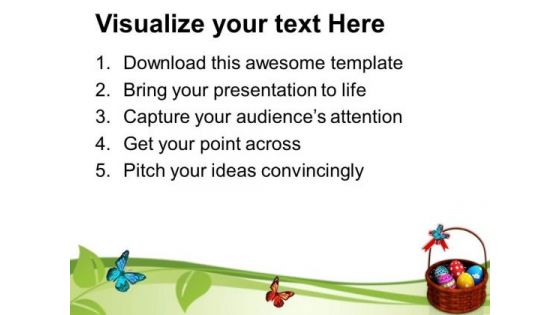 Easter Eggs In Basket With Bow PowerPoint Templates Ppt Backgrounds For Slides 0313