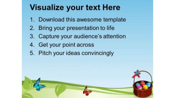 Easter Eggs In Basket With Bow PowerPoint Templates Ppt Backgrounds For Slides 0313