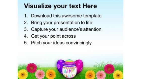 Easter Eggs In Garden With Butterflies PowerPoint Templates Ppt Backgrounds For Slides 0313