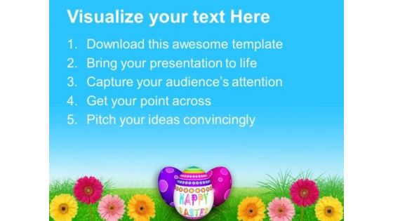 Easter Eggs In Garden With Butterflies PowerPoint Templates Ppt Backgrounds For Slides 0313