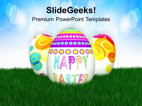 Easter Eggs With 3d View PowerPoint Templates Ppt Backgrounds For Slides 0313