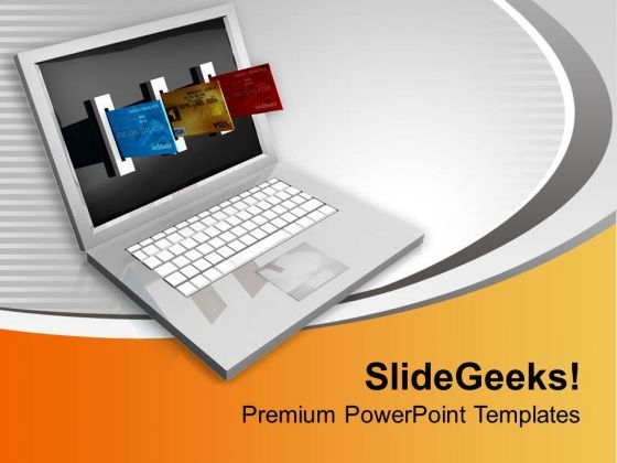 Ecommerce Laptop And Credit Card Internet PowerPoint Templates Ppt Backgrounds For Slides 0213