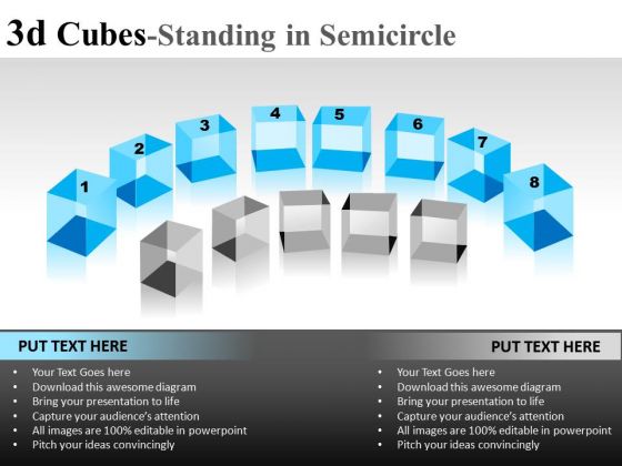 Editable 3d Cube Standing In Semicircle PowerPoint Slides And Ppt Diagram Templates
