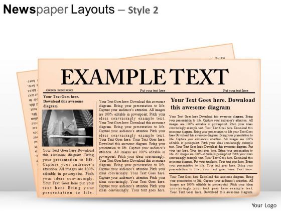 Editable Newspaper Layouts PowerPoint Clipart And Slides Graphics