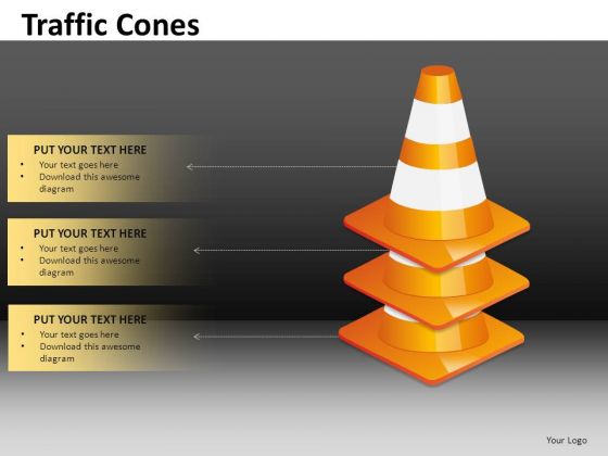 Editable Slides With Stacked Traffic Cones PowerPoint Templates