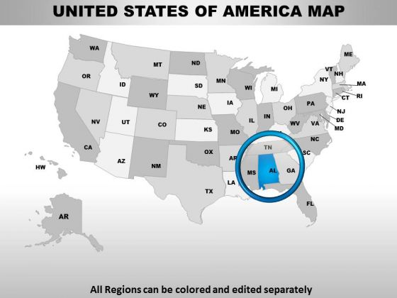 Editable Usa Alabama State PowerPoint Maps