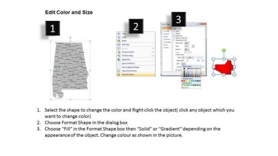 Editable Usa Alabama State PowerPoint Maps
