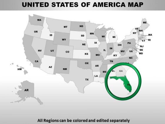 Editable Usa Florida State PowerPoint Maps