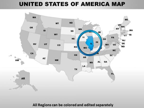 Editable Usa Illinois State PowerPoint Maps