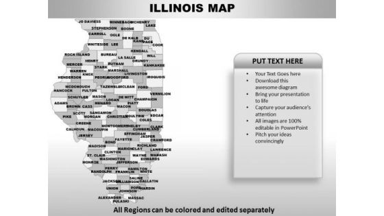 Editable Usa Illinois State PowerPoint Maps