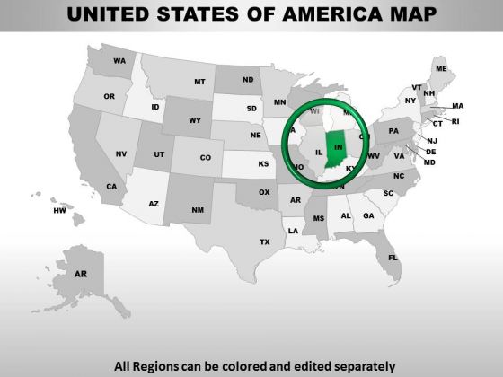 Editable Usa Indiana State PowerPoint Maps