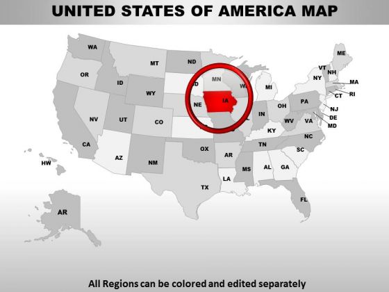 Editable Usa Iowa State PowerPoint Maps