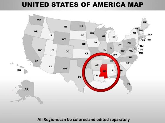 Editable Usa Mississippi State PowerPoint Maps