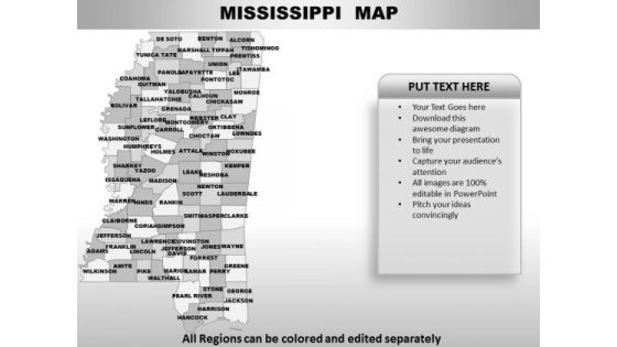 Editable Usa Mississippi State PowerPoint Maps