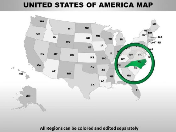 Editable Usa North Carolina State Powrpoint Maps