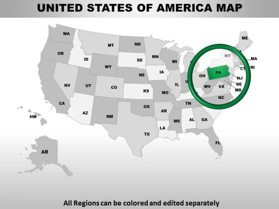 Editable Usa Pennsylvania State PowerPoint Maps