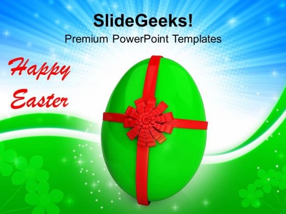 Egg With Red Bow Celebration PowerPoint Templates Ppt Backgrounds For Slides 0313