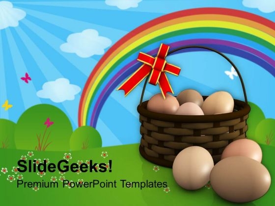 Eggs In Basket Symbolizes New Life PowerPoint Templates Ppt Backgrounds For Slides 0313