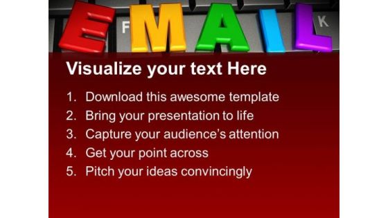 Email Word By Colorful Letters On Keyboard Computer PowerPoint Templates And PowerPoint Themes 0912
