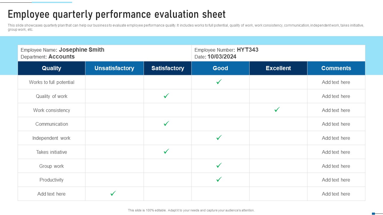 Employee Quarterly Performance Evaluation Sheet Strategic Talent Recruitment Pictures Pdf