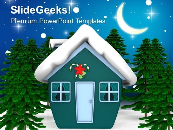 Enchanted Christmas House With Snow Holidays PowerPoint Templates Ppt Backgrounds For Slides 1212