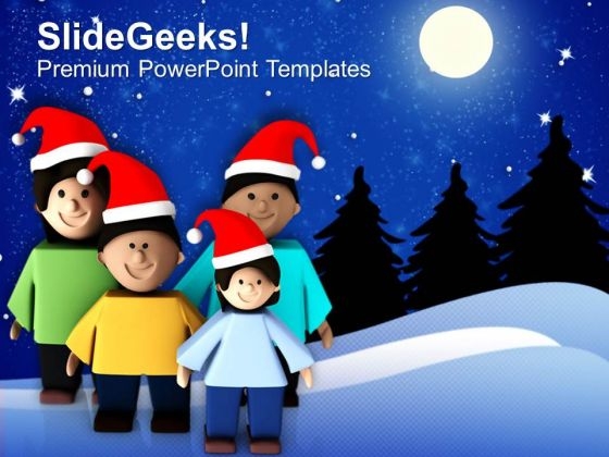 Enjoy Christmas With Family PowerPoint Templates Ppt Backgrounds For Slides 0513