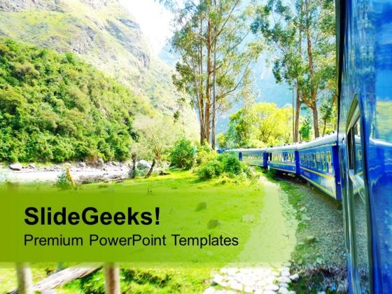 Enjoy The View Of Mountains From Toy Train PowerPoint Templates Ppt Backgrounds For Slides 0713