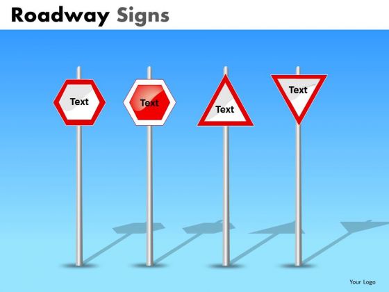 Enter Your Text On Road Signs PowerPoint Slides