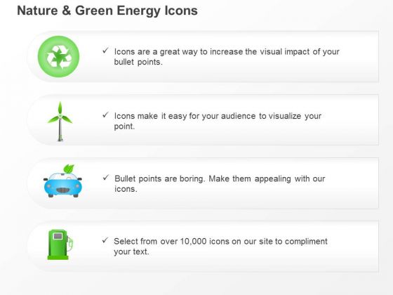 Environmental And Green Energy Icons Recycle And Windmill Symbols Ppt Slides Graphics