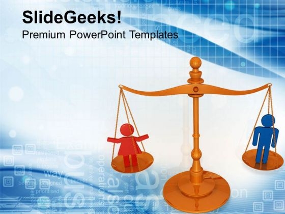 Equality Scales Weigh Gender Issues PowerPoint Templates Ppt Backgrounds For Slides 0813