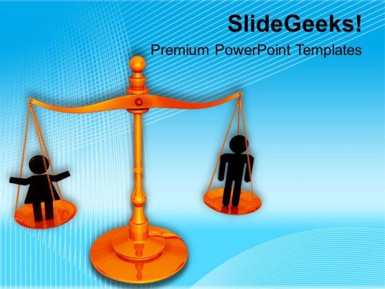 Equality Scales Weighs Gender Symbols PowerPoint Templates Ppt Backgrounds For Slides 0813