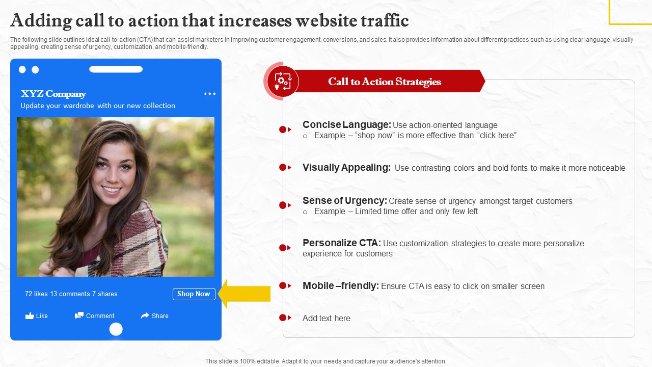 Facebook Marketing Techniques Adding Call To Action That Increases Website Strategy SS V