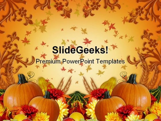 Fall Border Thanks Giving Nature PowerPoint Template 1010