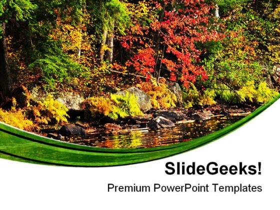 Fall Forest And Lake Shore Nature PowerPoint Templates And PowerPoint Backgrounds 0411