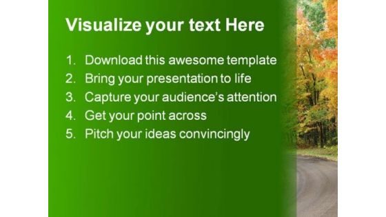 Fall Road Nature PowerPoint Themes And PowerPoint Slides 0611