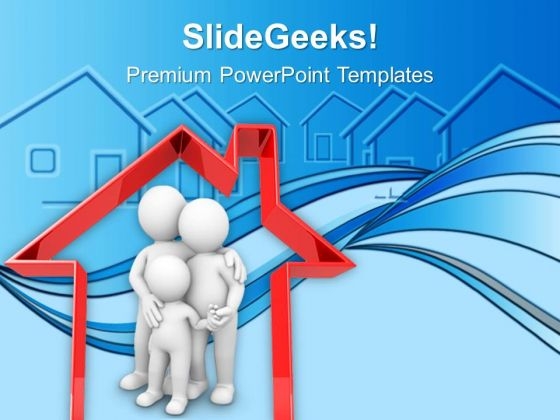 Family Under Red House PowerPoint Templates Ppt Backgrounds For Slides 0213