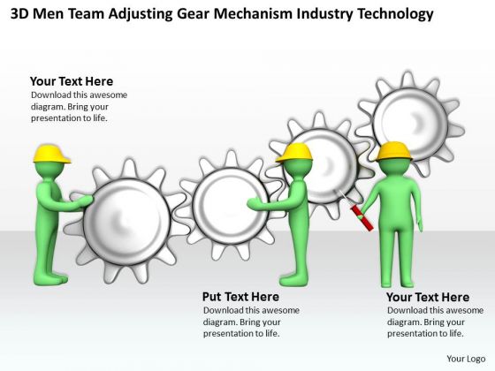 Famous Business People 3d Men Team Adjusting Gear Mechanism Industry Technology PowerPoint Slides